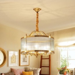 5 Light Retro Rustikální luxusní mosazný závěsný lustr se skleněným stínidlem