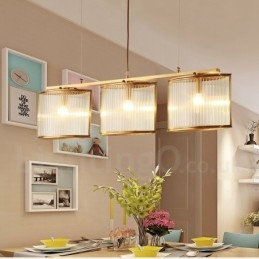 3 Lehký retro rustikální luxusní mosazný závěsný lustr se skleněným stínidlem