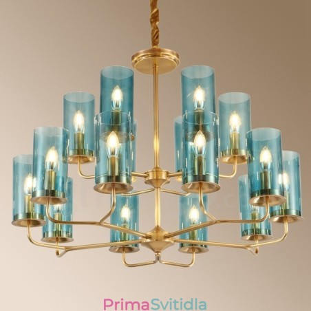 16 Light Retro Rustikální luxusní mosazný závěsný lustr se skleněným stínidlem 16 Light Retro Rustikální luxusní mosazný závěsný lustr se skleněným stínidlem