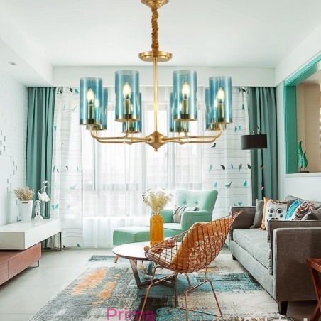 8 Light Retro Rustikální luxusní mosazný závěsný lustr se skleněným stínidlem 8 Light Retro Rustikální luxusní mosazný závěsný lustr se skleněným stínidlem