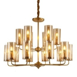 16 Light Retro Rustikální luxusní mosazný závěsný lustr se skleněným stínidlem