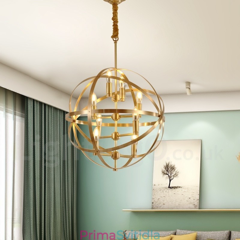 8 Lehký retro rustikální luxusní mosazný závěsný lampový lustr