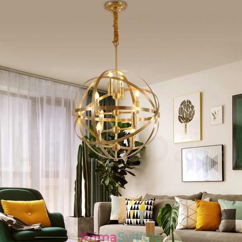 8 Lehký retro rustikální luxusní mosazný závěsný lampový lustr