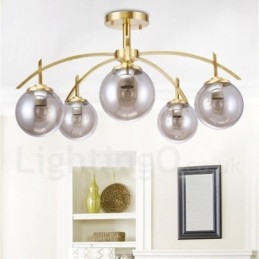 8 Light Retro Rustikální luxusní mosazný závěsný lustr se skleněným stínidlem