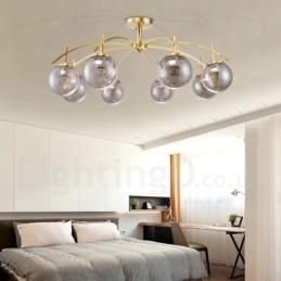 8 Light Retro Rustikální luxusní mosazný závěsný lustr se skleněným stínidlem