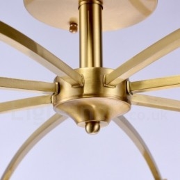 8 Light Retro Rustikální luxusní mosazný závěsný lustr se skleněným stínidlem