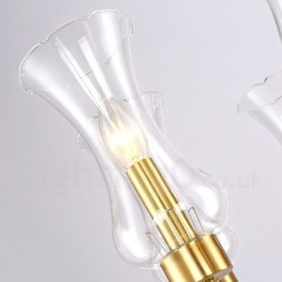 6 Light Retro Rustikální luxusní mosazný závěsný lustr se skleněným stínidlem