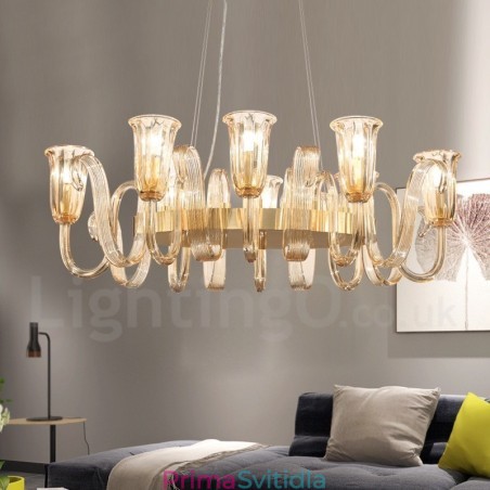 8 Lehký retro rustikální luxusní závěsný lustr z hliníkové slitiny se skleněným stínidlem 8 Lehký retro rustikální luxusní závěsný lustr z hliníkové slitiny se skleněným stínidlem