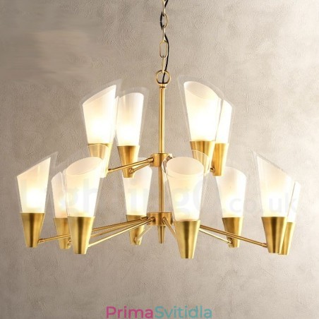 12 Light Retro Rustikální luxusní mosazný závěsný lustr se skleněným stínidlem 12 Light Retro Rustikální luxusní mosazný závěsný lustr se skleněným stínidlem