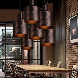 Lustr Rustic Lodge Drum Kovové závěsné světlo