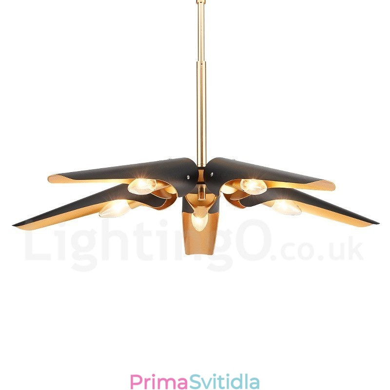 5 Light Retro Rustikální luxusní závěsná lampa z hliníkové slitiny se stínidlem z hliníkové slitiny