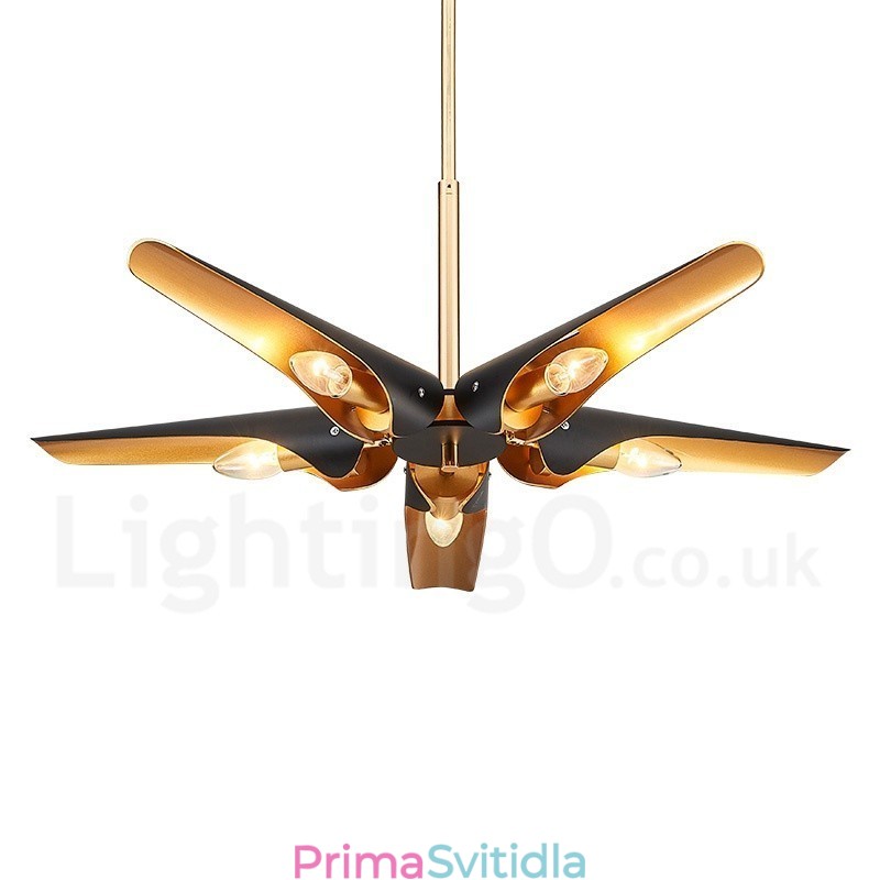 5 Light Retro Rustikální luxusní závěsná lampa z hliníkové slitiny se stínidlem z hliníkové slitiny
