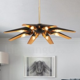 8 Lehký retro rustikální luxusní závěsná lampa z hliníkové slitiny se stínidlem z hliníkové slitiny