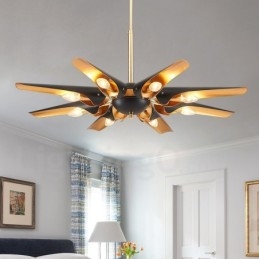 8 Lehký retro rustikální luxusní závěsná lampa z hliníkové slitiny se stínidlem z hliníkové slitiny