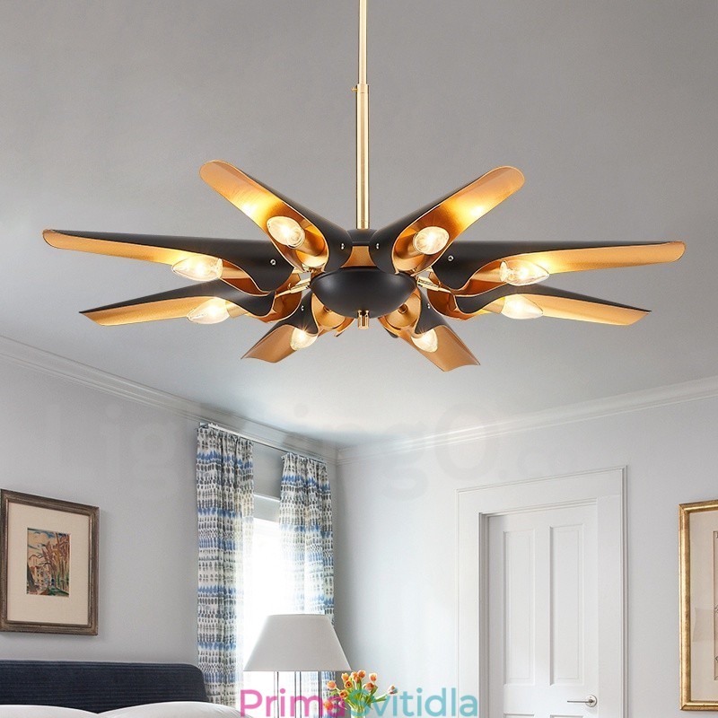 8 Lehký retro rustikální luxusní závěsná lampa z hliníkové slitiny se stínidlem z hliníkové slitiny