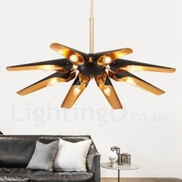 8 Lehký retro rustikální luxusní závěsná lampa z hliníkové slitiny se stínidlem z hliníkové slitiny