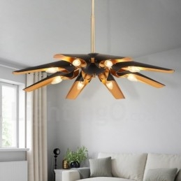 8 Lehký retro rustikální luxusní závěsná lampa z hliníkové slitiny se stínidlem z hliníkové slitiny
