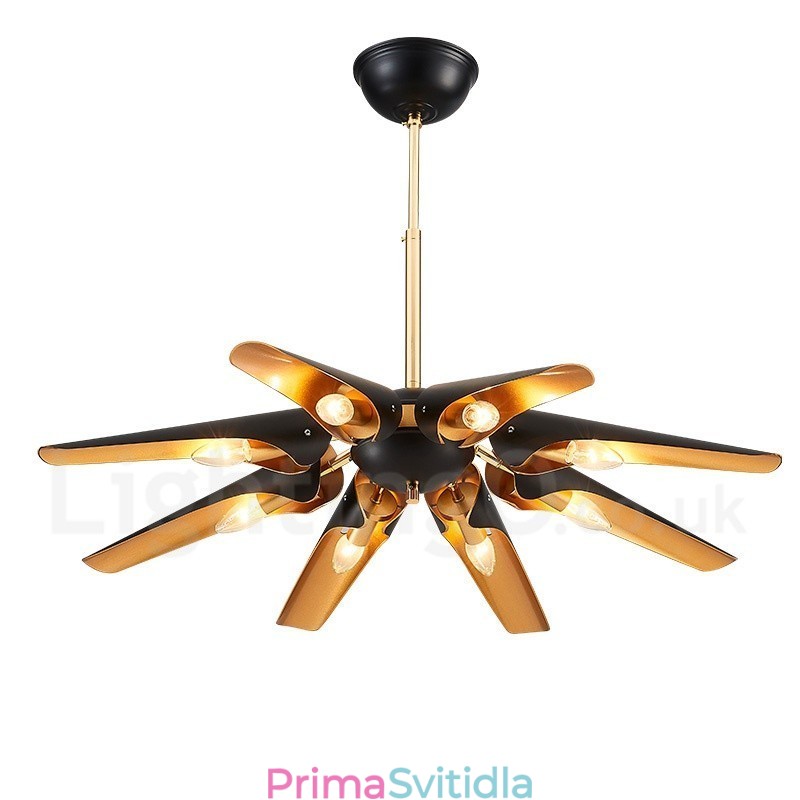 8 Lehký retro rustikální luxusní závěsná lampa z hliníkové slitiny se stínidlem z hliníkové slitiny