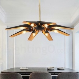 8 Lehký retro rustikální luxusní závěsná lampa z hliníkové slitiny se stínidlem z hliníkové slitiny