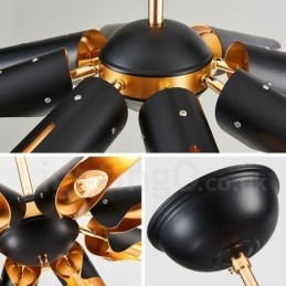 8 Lehký retro rustikální luxusní závěsná lampa z hliníkové slitiny se stínidlem z hliníkové slitiny