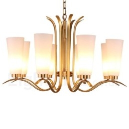 8 Light Retro Rustikální luxusní mosazný závěsný lustr se skleněným stínidlem