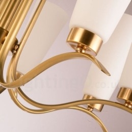 8 Light Retro Rustikální luxusní mosazný závěsný lustr se skleněným stínidlem