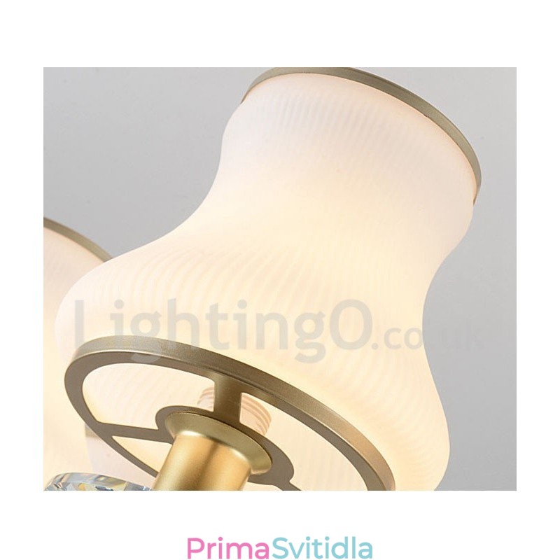 6 Light Retro Rustikální luxusní křišťálový závěsný lustr se skleněným stínidlem