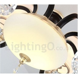 6 Light Retro Rustikální luxusní křišťálový závěsný lustr se skleněným stínidlem