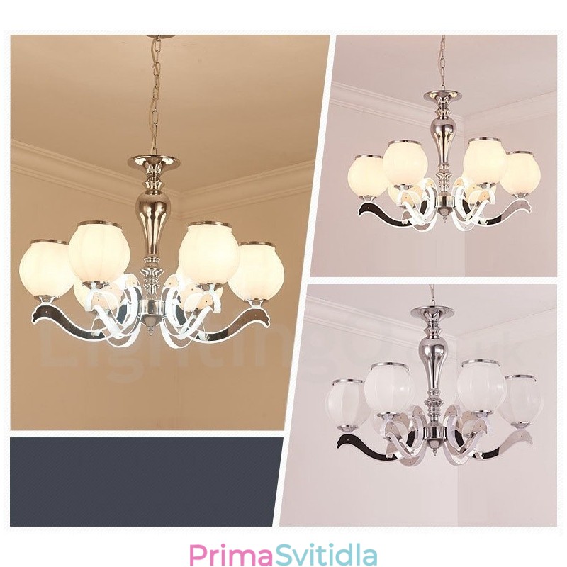 6 Lehké moderní moderní luxusní závěsné svítidlo se skleněným stínidlem