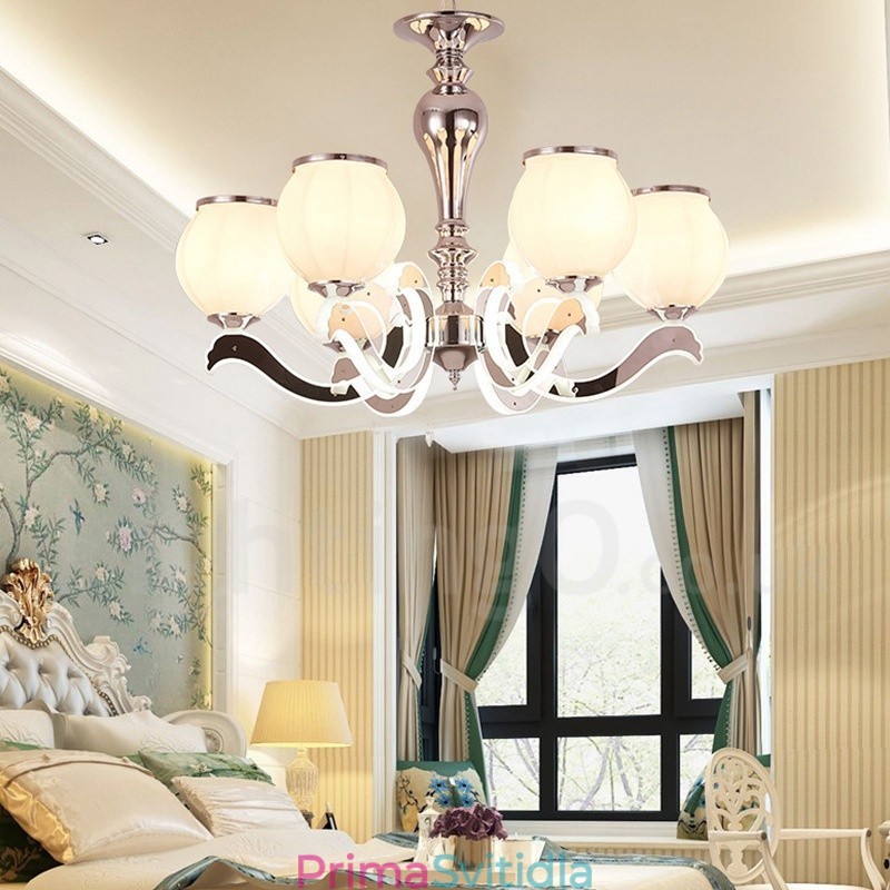 6 Lehké moderní moderní luxusní závěsné svítidlo se skleněným stínidlem