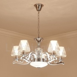Retro rustikální luxusní křišťálový závěsný lustr se skleněným stínidlem