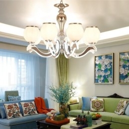 8 Lehké moderní moderní luxusní závěsné svítidlo se skleněným stínidlem