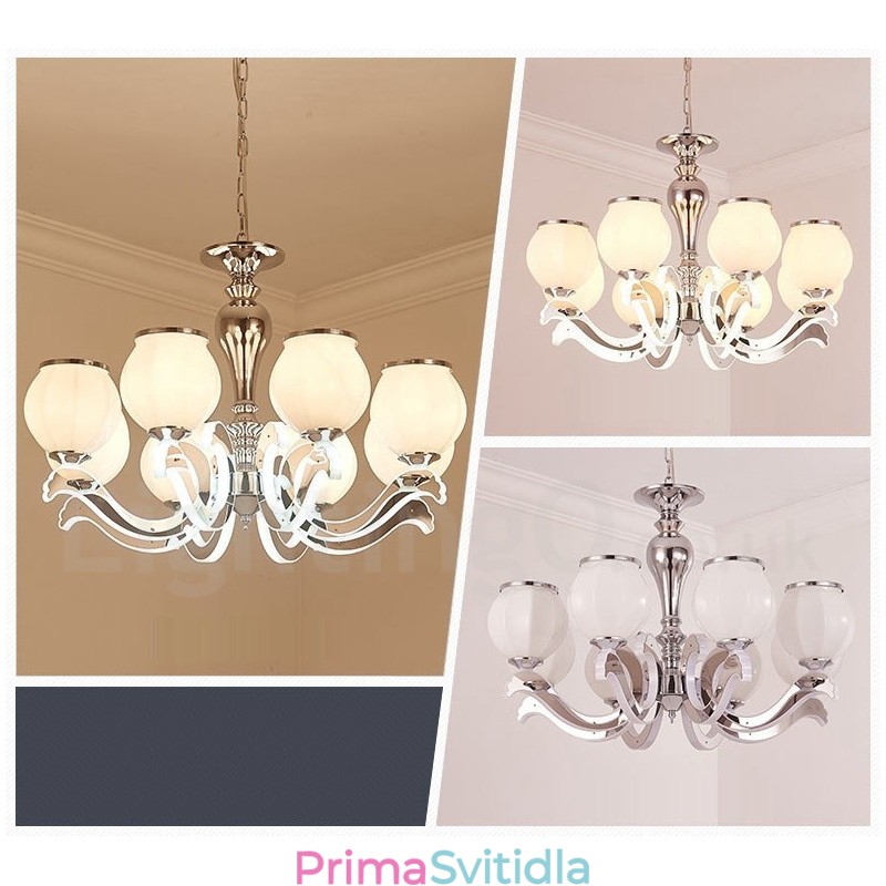 8 Lehké moderní moderní luxusní závěsné svítidlo se skleněným stínidlem