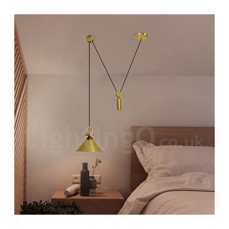 Čistá měď Moderní, současný severský styl Závěsná světelná mosazná stropní lampa