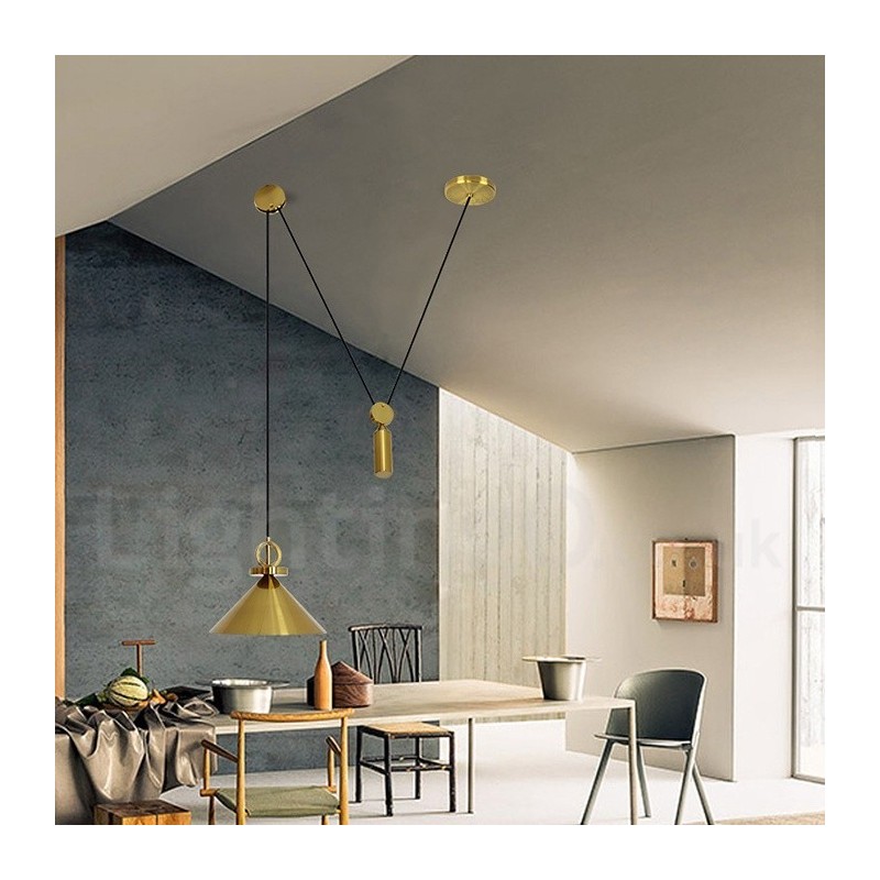 Čistá měď Moderní, současný severský styl Závěsná světelná mosazná stropní lampa