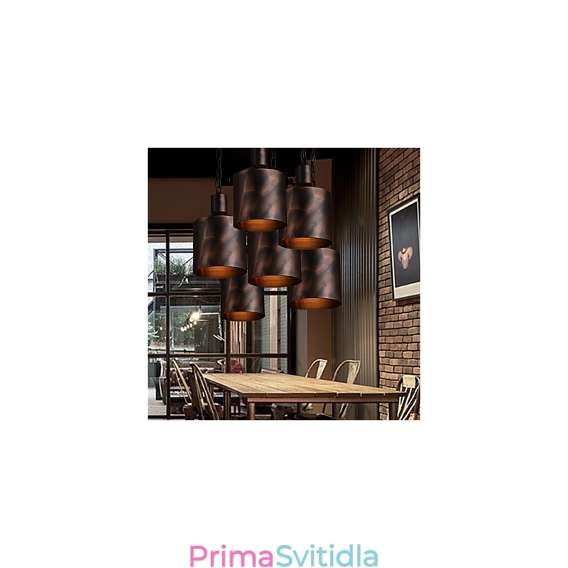 Lustr Rustic Lodge Drum Kovové závěsné světlo