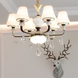 Moderní moderní retro luxusní křišťálový závěsný lustr se skleněným stínidlem