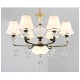 Moderní moderní retro luxusní křišťálový závěsný lustr se skleněným stínidlem