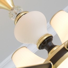 Moderní moderní retro luxusní křišťálový závěsný lustr se skleněným stínidlem
