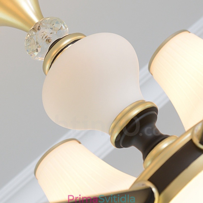 Moderní moderní retro luxusní křišťálový závěsný lustr se skleněným stínidlem