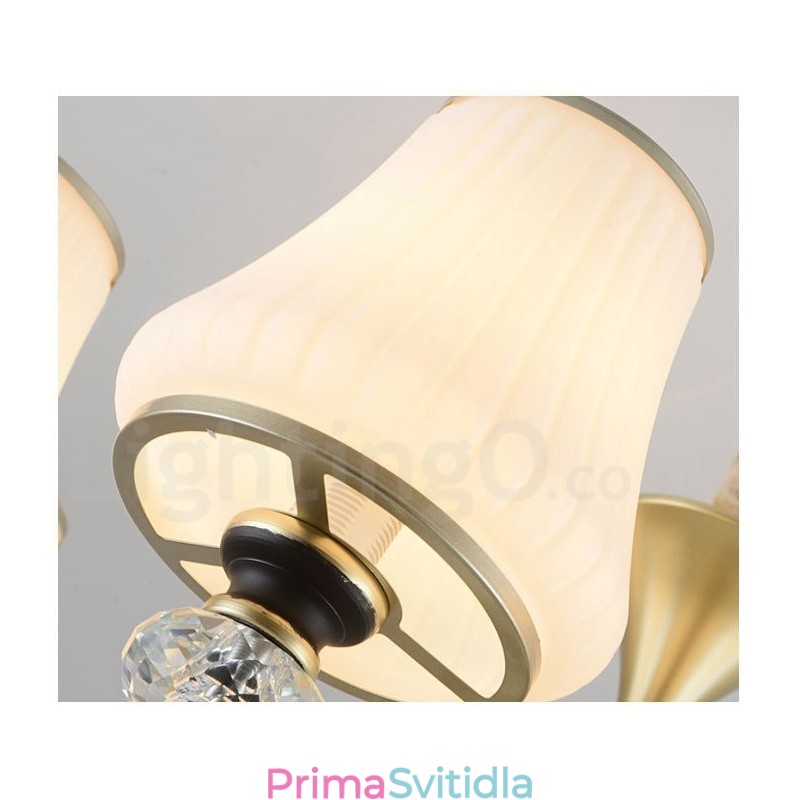 Moderní moderní retro luxusní křišťálový závěsný lustr se skleněným stínidlem