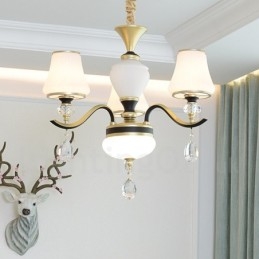 Moderní moderní retro luxusní křišťálový závěsný lustr se skleněným stínidlem