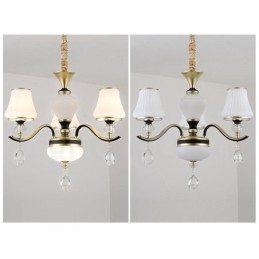 Moderní moderní retro luxusní křišťálový závěsný lustr se skleněným stínidlem