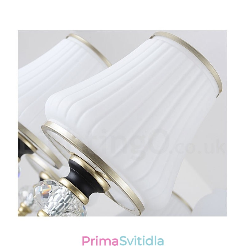 Moderní moderní retro luxusní křišťálový závěsný lustr se skleněným stínidlem