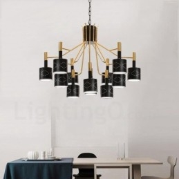 Moderní Contemporary 12 lehký ocelový lustr s ocelovým stínidlem