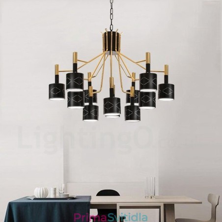 Moderní Contemporary 12 lehký ocelový lustr s ocelovým stínidlem Moderní Contemporary 12 lehký ocelový lustr s ocelovým stínidlem