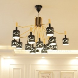 Moderní Contemporary 15 Light Steel Lustr s ocelovým stínidlem