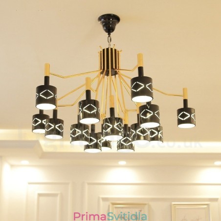 Moderní Contemporary 15 Light Steel Lustr s ocelovým stínidlem Moderní Contemporary 15 Light Steel Lustr s ocelovým stínidlem