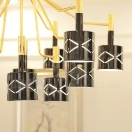 Moderní Contemporary 15 Light Steel Lustr s ocelovým stínidlem