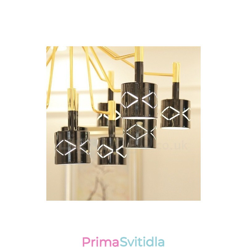 Moderní Contemporary 15 Light Steel Lustr s ocelovým stínidlem